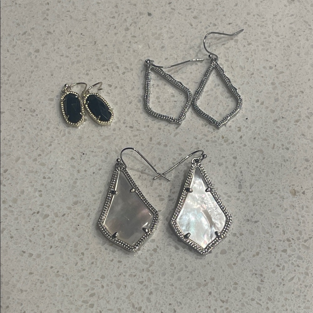 Kendra Scott Silver and Black Earring Trio